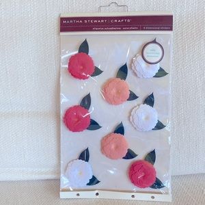 New Martha Stewart Crafts 8 Dimensional Camellia Stickers Use to Access Cards &